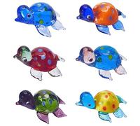 GORGECRAFT 6 Couleurs Soufflé à la Main en Verre Tortue Figurines à la Main Tortue Verre Maison Ornements Animaux Miniatures Collection Maison de Poupée Jardin Minuscule Multicolore Verre Art Tortue