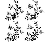 GORGECRAFT 6 Feuille D'Autocollants de Voiture Papillon en Forme de Fleur Noire pour Rétroviseur de Voiture en Vinyle Imperméable pour Femme Camion SUV Art Mural Ordinateur Portable