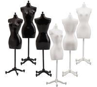 GORGECRAFT 6 pièce 2 Couleurs de Robe de en Tissu Support D'Affichage en Plastique Support de Modèle de Table Mini Mannequin de Couture pour Jupe Vêtements Décoration de Maison de Noir et Blanc