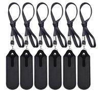 GORGECRAFT 6 Tour de Cou en Cuir PU avec Pochette Porte Carte D'Identité Étui pour Stylo Protection Anti Perte Rangement Portable Autour du Cou Enregistreur Vocal MP3 étui de Protection Clé USB Noir