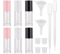 GORGECRAFT 6 Tube Vide de 6 ML pour Brillant à Lèvres Flacon de Baume à Lèvres avec Embout de Baguette Récipient en Plastique Transparent pour Glaçage à Lèvres avec Inserts en Caoutchouc Capuchon