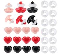 GORGECRAFT 60pcs Yeux de Sécurité en Forme de Cœur 21mm Noir Rouge Rose Cœurs d'amour Yeux d'animaux en Plastique avec Rondelles Fabrication Artisanale Yeux de Poupée en Peluche pour Marionnette