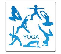 GORGECRAFT 7.1"X7.1"Yoga Pose Pochoir Gymnastique Modèle Femmes Pratiquant Plastique Réutilisable Dessin Peinture Pochoirs Modèle pour Peinture Sur Carte Mur Tissu Carrelage Toile Artisanat DIY