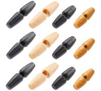 GORGECRAFT 72 Bouton en Bois pour Manteau 4 Styles 3cm 5cm de Long Couleur Bois Dur Noir Gros Trou Bouton à Bascule Boutons de Remplacement pour Veste Vêtements Couture Projets D'Artisanat d'art DIY