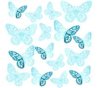 GORGECRAFT 72pcs 3 tailles Décoration Murale en Forme de Papillon 3D Art de Jardin Intérieur Ou Extérieur Clôture Décorations de Mariage pour Chambre D'Enfant Maison Salon Fleurs Gâteau Fête Bleu Ciel