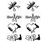 GORGECRAFT 8 Feuilles Coiffeur Autocollant Petit Peigne Autocollants Auto-Adhésif Autocollant de Voiture Sèche-Cheveux Sticker Mural Étanche Automobile Décoration pour Suv Camion Moto, Noir