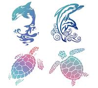 GORGECRAFT 8 PCS 6.3" Dauphins Tortues Animaux de la Mer Fenêtre Stickers Statique Porte Coulissante Autocollant Adhère Anti-Collision Vinyle Film pour Empêcher Arrêter Oiseaux Chiens Animaux Grèves