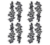 GORGECRAFT 8 Pcs Décolleté Applique Col Garnitures Patch Brodé Floral Soluble dans l'eau Dentelle Broderie Dentelle Patches Fleurs Noires Patch pour Robe de Mariage Robe Costumes Couture Vêtements