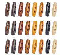GORGECRAFT 80 Bouton Ovale en Bois de 8mm de Long en Forme de Corne 30 Couleurs Accessoires pour Boutons à Bascule en Bois 2 Trous Boutons de Remplacement pour Couture Projets D'Artisanat Bricolage