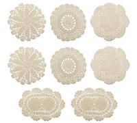 GORGECRAFT 8pcs 4 styles Napperons en Dentelle de Coton au Crochet Ovales Ronds Faits à la Main avec Fleurs Sets de Table Vintage Petits Dessous de Verre au Crochet pour Thé Salle à Manger Tasse Beige