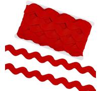 GORGECRAFT 9.1m*4cm Ruban de Bordure à Franges Ondulées Rouges de Noël Jumbo Rick Rack Ruban à Bord Ondulé RIC Rac Garniture en Tissu Zigzag pour la Couture la Confection de Robes de Mariée