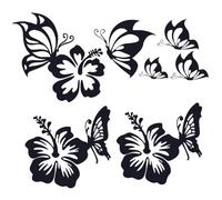 GORGECRAFT 9 feuille de Décalcomanies Florales et Papillons Papillons Qui S'Embrassent Fleurs Autocollants pour Voiture 3 styles en Vinyle Imperméables pour Femmes Camion SUV Art Mural Ordinateur Noir