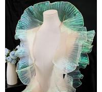 GORGECRAFT 9 m X 12.7cm de Ruban en Mousseline de Soie Plissée Organza Dentelle Volants Tulle Bordure Décorative Franges Appliques pour Couture Artisanat Robe de Mariée Nappe Rideau Jaune