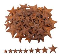 GORGECRAFT 90pcs 9 Tailles Étoiles de Grange en Métal Étoiles Primitives Rouillées Pendentifs Dimensionnels en Étain Accents D'Étoile à Cinq Branches pour L'Artisanat Halloween Noël Ferme Jardin Mur