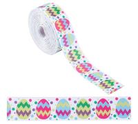 GORGECRAFT 9m Ruban Gros-Grain de Pâques en Polyester Imprimé Œufs Joyeuses Pâques Jacquard Imprimé Sangle Filaire Rouleaux de Ruban de Pâques pour Emballage Cadeau,Nœud pour Couronne,Panier Artisanal