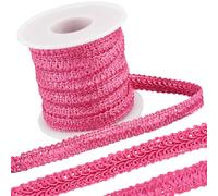 GORGECRAFT 9m Tissé Gimp Garniture 12mm Décoratif Mille Pattes Tresse Dentelle Garniture Tissu Tissé Ruban Rideau Ameublement Bord Applique pour Couture Costume Housse Abat Jour Intérieure Cerise