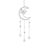 GORGECRAFT Attrape Soleil en Quartz Rose Argenté avec Pendentif en Forme de Papillon et Boule de Cristal à Facettes avec Chaîne et Arc en Ciel pour Fenêtre Lustre Jardin Terrasse Mur Arbre de Noël