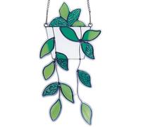 GORGECRAFT Attrape Soleil Vert en Acrylique à Suspendre pour Fenêtre avec Chaîne en Fer et Crochet Décoration Murale en Feuille de Plante Artificielle Faite à la Main pour Fenêtres Murs Maison Jardin