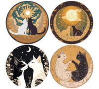 GORGECRAFT Autocollant Mural Amovible et Imperméable pour Fenêtre Motif Chat Printemps Été 4cm Motif Animal Fleur Lune Soleil Décoration pour la Maison Empêche Les Oiseaux de Se Cogner.