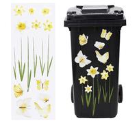 GORGECRAFT Autocollants Fleur Wheelie Imperméables Décoratifs Plante Papillon Autocollants Autocollants Floral Extérieur Poubelle Autocollant pour Réfrigérateur Fenêtre Maison Jaune