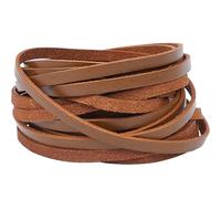 GORGECRAFT Bandes de Cuir Véritable 5mX5mmX2mm Cordon Plat en Cuir de Vache Corde à Tresser pour Loisirs Créatifs Colliers Porte-Clés Bottes Dentelle Fournitures de Fabrication de Bijoux, Chocolat