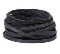 GORGECRAFT Bandes de Cuir Véritable Noir 5mX5mmX2mm Cordon Plat en Cuir de Vache Corde à Tresser en Cheval Fou pour Travaux Manuels Colliers Bracelets Porte-Clés Bottes Dentelle Fournitures