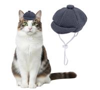 GORGECRAFT Béret pour Chien Bleu en Polyester Bonnet d'artiste Français Bandeau pour Chat Chapeau Coiffure pour Chiot avec Mentonnière Réglable Idéal pour Noël Un Anniversaire Ou des Photos.