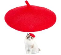 GORGECRAFT Béret pour Chien Chapeau Rouge pour Chat Bandeau en Laine Couvre Chef pour Chiot Bonnet d'artiste Français Mini Casquettes Costume de Noël pour Petit Chien Cheveux Fête Cosplay Carnaval