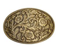 GORGECRAFT Boucle de Ceinture Antique Gravée de Fleurs Style Western Vintage Ovale Bohème en Alliage Métallique Fermoir Décoratif Cadeau d'halloween pour Cowgirls et Femmes Bronze Antique