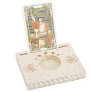 GORGECRAFT Bougeoir en Bois Sculpté pour Cartes de Tarot 10 x 8cm Motif Lune Fleur Étoile Bougie Chauffe Plat Présentoir pour Cartes de Divination Décoration Wiccan Étui de Lecture Accessoires
