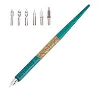 GORGECRAFT Calligraphie Oblique Nibs Pens Comic Nib Pen Holder Set Handed Dip Pen Bundle avec 6PCS Manga G- Pen Nibs Fournitures de Remplacement pour Le Dessin, L'Écriture, L'Esquisse (Motif Antique)