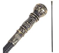GORGECRAFT Canne Antique Vintage pour Déguisement d'halloween Canne de Marche de 145cm en Plastique Punk avec Poignée Supérieure Dorée Antique Sceptre Royal pour Jeux de Rôle Spectacles à Thème