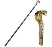 GORGECRAFT Canne de Marche Vintage pour Adultes 111.5cm Dorée pour Déguisement d'halloween Ou Cosplay Canne Antique en Plastique Style Serpent Égyptien Sceptre Royal Baguette pour Soirée Déguisée