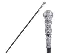 GORGECRAFT Canne de Marche Vintage Style Victorien Antique 146cm Sceptre de Jeu de Rôle Déguisement Punk en Plastique avec Bouton Supérieur Couleur Cuivre Argenté Cosplay Événements à Thème Halloween