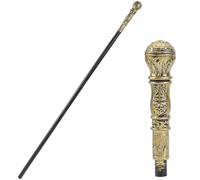 GORGECRAFT Canne Victorienne Antique Bâton de Marche Vintage de 146.6cm de Long Accessoire de Déguisement Punk en Plastique Sceptre de Jeu avec Bouton Supérieur Couleur Cuivre Doré Cosplay D'Halloween
