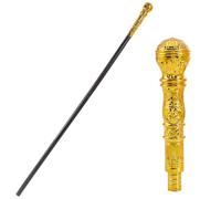 GORGECRAFT Canne Victorienne pour Halloween Cosplay Vintage Sceptre Punk en Plastique Antique de 146.6cm Costume avec Bouton Supérieur Doré Baguette Royale Événements Thématiques Spectacles sur Scène