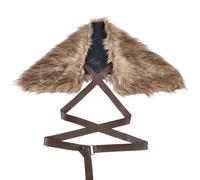 GORGECRAFT Cape en Fausse Fourrure Viking Châle Chameau Manteau Médiéval en Laine Artificielle Col Enveloppant Guerrier Roi Renaissance LARP Cosplay avec Ceintures en Cuir Femmes Fêtes d'halloween