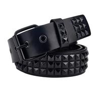 GORGECRAFT Ceinture à Rivets Noirs en Cuir PU 1.1 m X 5cm Style Gothique Punk Rock Métal Brillant Clous Pyramidaux Œillets Cloutés pour Vêtements Jeans Pantalons Robes Femmes et Hommes