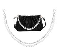 GORGECRAFT Chaînette de Sac à Main avec Breloque Perle Rallonge de 59cm pour Sac à Main Fausses Perles Fermoir Pivotant Argenté Compatible avec Sacs à Main Sacs Bandoulière Pochettes et Anses.