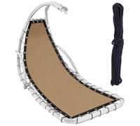GORGECRAFT Chaise Longue Suspendue Incurvée 197x64cm en Polyester avec Filet Corde Résistante Hamac Beige Tissu pour Chaise à Bascule Suspendue Idéale pour L'Extérieur L'Intérieur Le Jardin en Été
