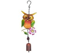 GORGECRAFT Cloche à Vent en Forme de Hibou Carillons Éoliens pour Animaux D'Extérieur Meilleurs Carillons Éoliens Musicaux en Métal Peint à la Bombe en Fer Petites Cloches à Vent Pendentifs en Verre