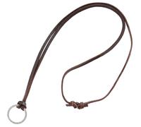 GORGECRAFT Collier de Lunettes en Cuir Marron avec Cordon Rétro en Cuir de Vachette Boucle Suspension Réglable Anneau Rond Argenté Porte Lunettes Soleil Chaîne Sangle pour Porte