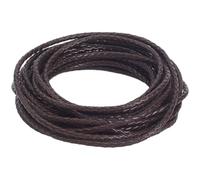 GORGECRAFT Corde Ronde Tressée en Cuir de Vachette de 5 m pour Travaux Manuels Cordon Plat en Cuir Pleine Fleur de 3mm Lanière en Cuir Véritable Souple Couleur Café pour la Fabrication de Bijoux