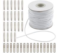 GORGECRAFT Cordon Élastique Barbelé de 40mX2mm Boucle Ronde Extensible avec Ardillons Métalliques Extrémités à Sertir Pince de Fixation Sangle de Menton pour Chapeau pour Fête Bricolage Menus