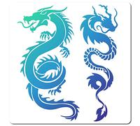 GORGECRAFT Dragons Pochoirs Modèles 30x30cm Motif Double Dragons Grands Pochoirs Carrés en Plastique Réutilisables Signe pour Peinture Sur Bois Mur Scrapbook Carte Plancher Dessin DIY Décor Artisanat