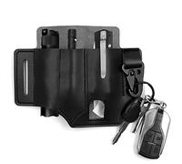 GORGECRAFT Étui en Cuir pour Outils Multifonctions en Cuir avec 3 Poches et Porte-clés EDC Poche 0rganizer pour Lampe de Poche, Couteau, Transport Quotidien en Extérieur