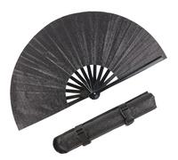 GORGECRAFT éventail Personnalisable plian,Ventilateurs Japonais,Éventails Pliables à Main en Bambou Rave Clack Fans Noir Éventail de Maintien à Paillettes pour Carnaval Club Fête Danse Tenues D'Été