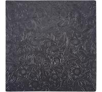 GORGECRAFT Feuilles de Cuir de Vachette Gaufré Floral de 25x25cm Texture Bosse de 1.6mm D'Épaisseur Pièces en Cuir Véritable de Cheval Fou Carré Noir Motif Géométrique Uni Tissu en Cuir Imprimé