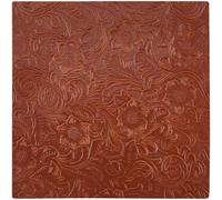 GORGECRAFT Feuilles de Cuir Véritable Gaufré Floral de 20x20cm Texture Bosse de 1.6mm D'Épaisseur Pièces en Cuir de Cheval Fou Tissu en Cuir Imprimé Carré Uni à Motif Géométrique Sienna