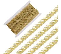 GORGECRAFT Garniture en Dentelle Métallisée Dorée de 5 mètre de Largeur 22 mm de Largeur Tresse Ondulée Gimp Ruban Garniture Courbe Décorée Venise Bord Couture Artisanat Dentelle pour Mariage Costume